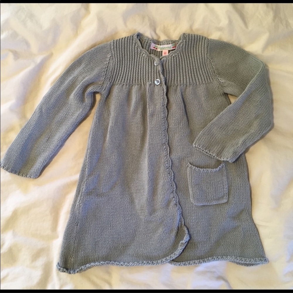 Bonpoint dusty blue cardigan 100% cotton knit